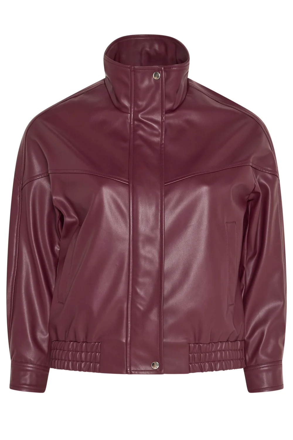 Yours Curve Red Faux Leather Funnel Neck Jacket - 16 Image 5