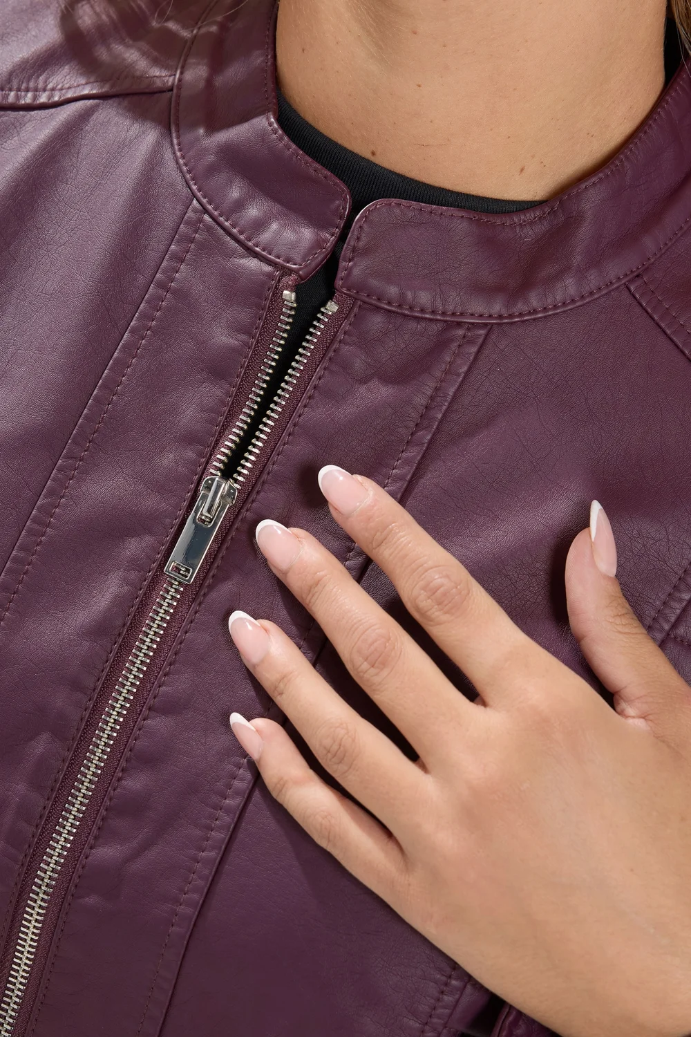 Yours Curve Burgundy Red Faux Leather Jacket - 16 Image 4