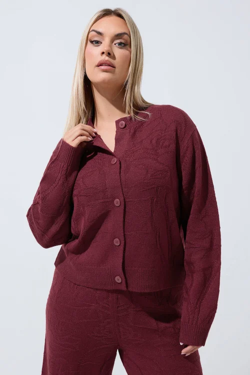 Yours Limited Curve Red Rose Jacquard Cardigan - 18-20 Image 2