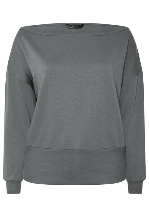 Yours Limited Curve Grey Wide Neckline Sweatshirt - 14 Image 5