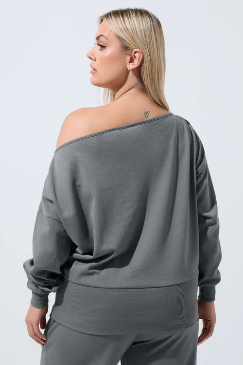 Yours Limited Curve Grey Wide Neckline Sweatshirt - 14 Image 3