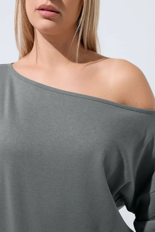 Yours Limited Curve Grey Wide Neckline Sweatshirt - 14 Image 4