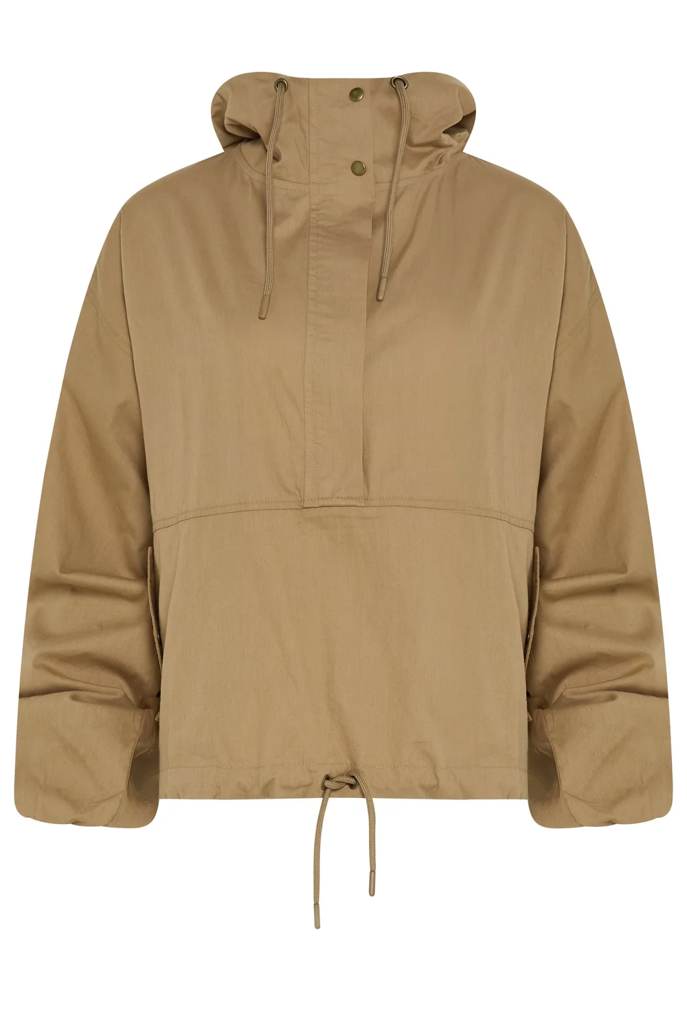 PixieGirl Petite Stone Brown Half Zip Hooded Windbreaker Jacket - 16 Image 5