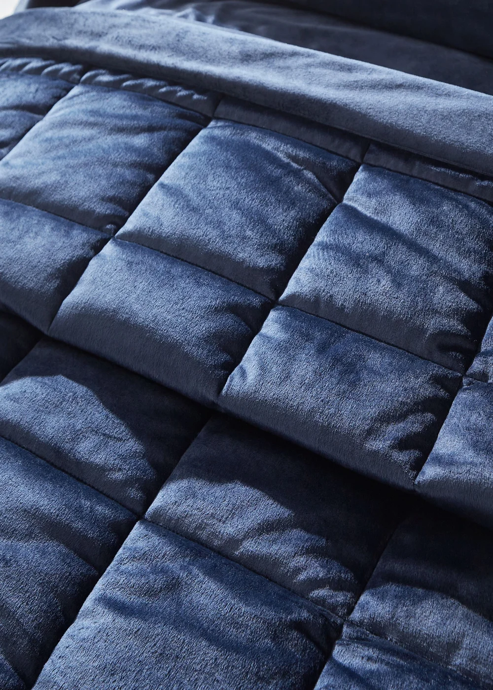 Catherine Lansfield Kingsley Matt Velvet Quilted 220x220cm Bedspread Navy Blue - One Size Image 2