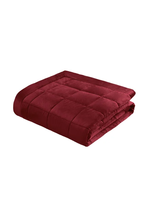 Catherine Lansfield Kingsley Matt Velvet Quilted 220x220cm Bedspread Burgundy - One Size Image 3