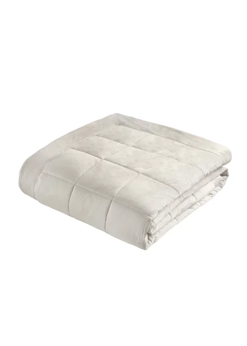 Catherine Lansfield Kingsley Matt Velvet Quilted 220x220cm Bedspread Cream - One Size Image 3
