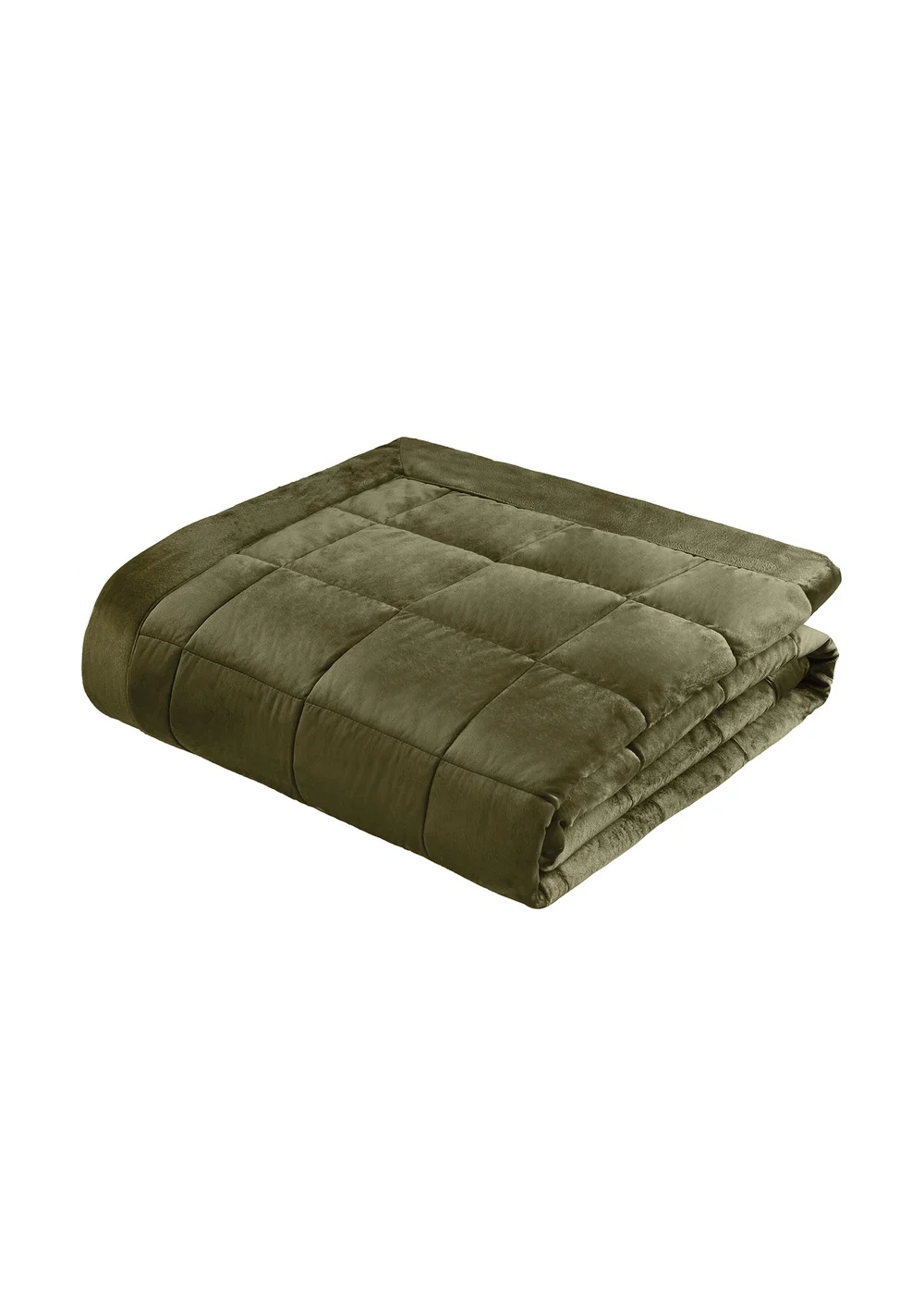 Catherine Lansfield Kingsley Matt Velvet Quilted 220x220cm Bedspread Olive Green - One Size Image 3