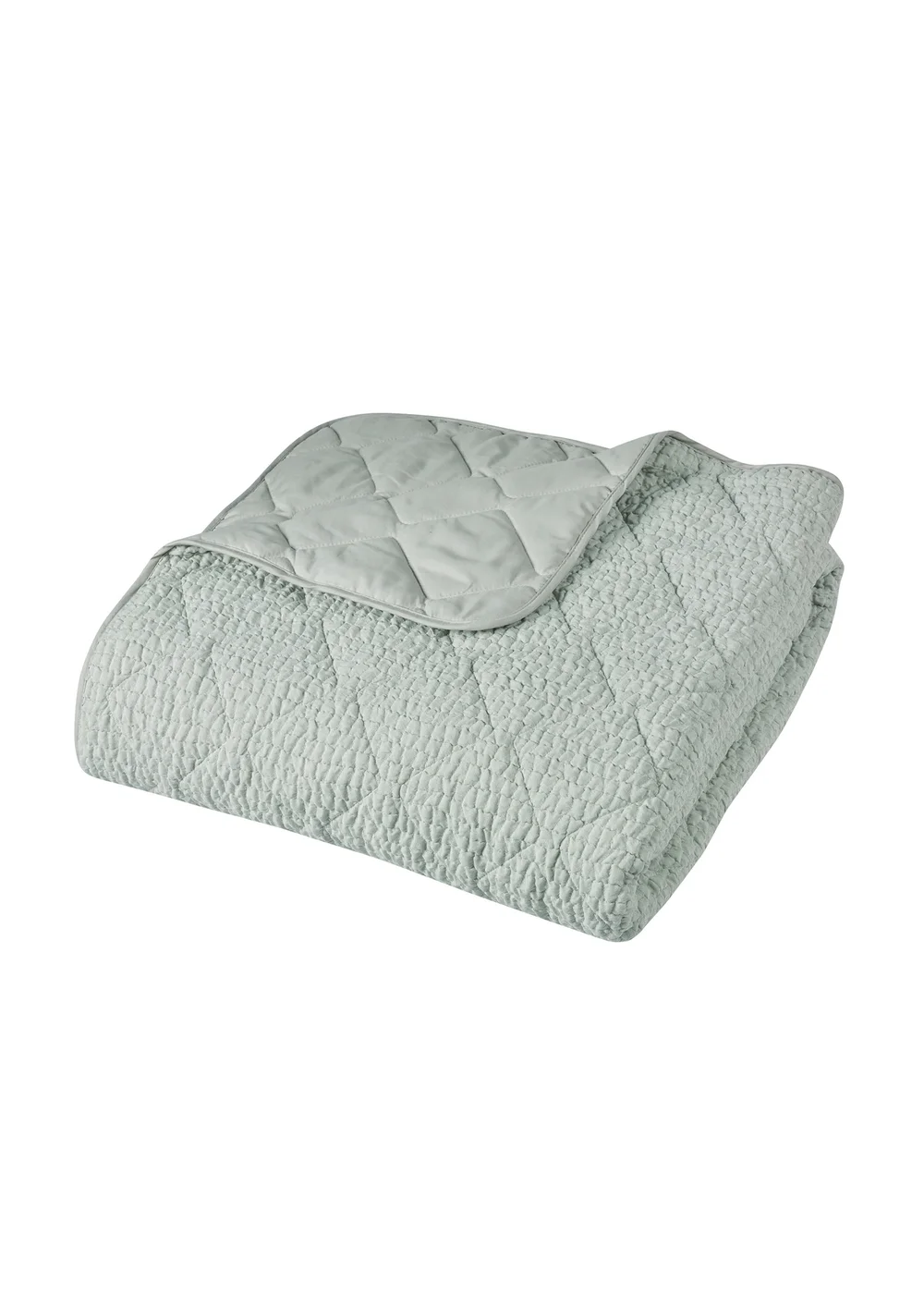 Catherine Lansfield Crinkle Seersucker Texture 220x220cm Bedspread Green - One Size Image 4