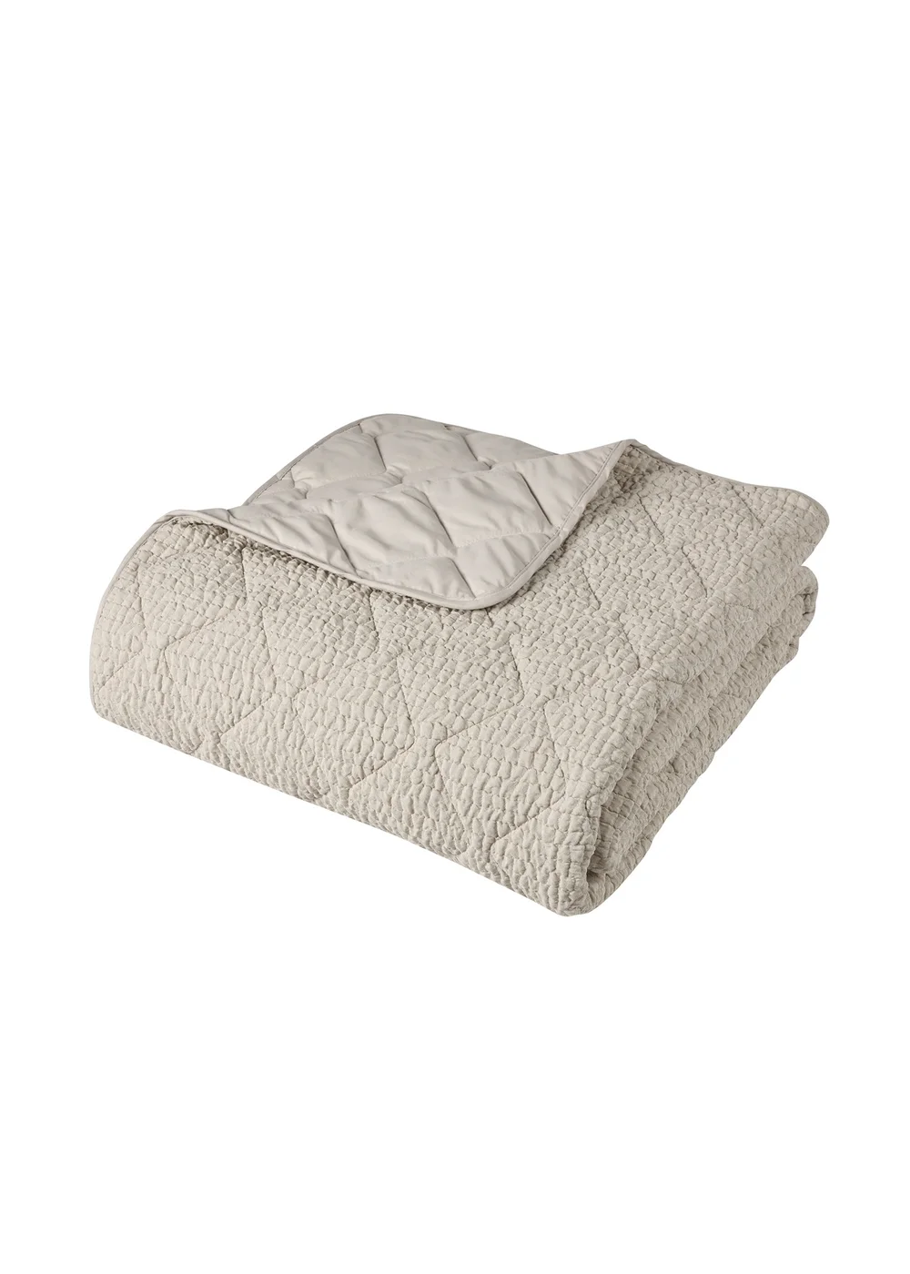Catherine Lansfield Crinkle Seersucker Texture 220x220cm Bedspread Natural - One Size Image 4