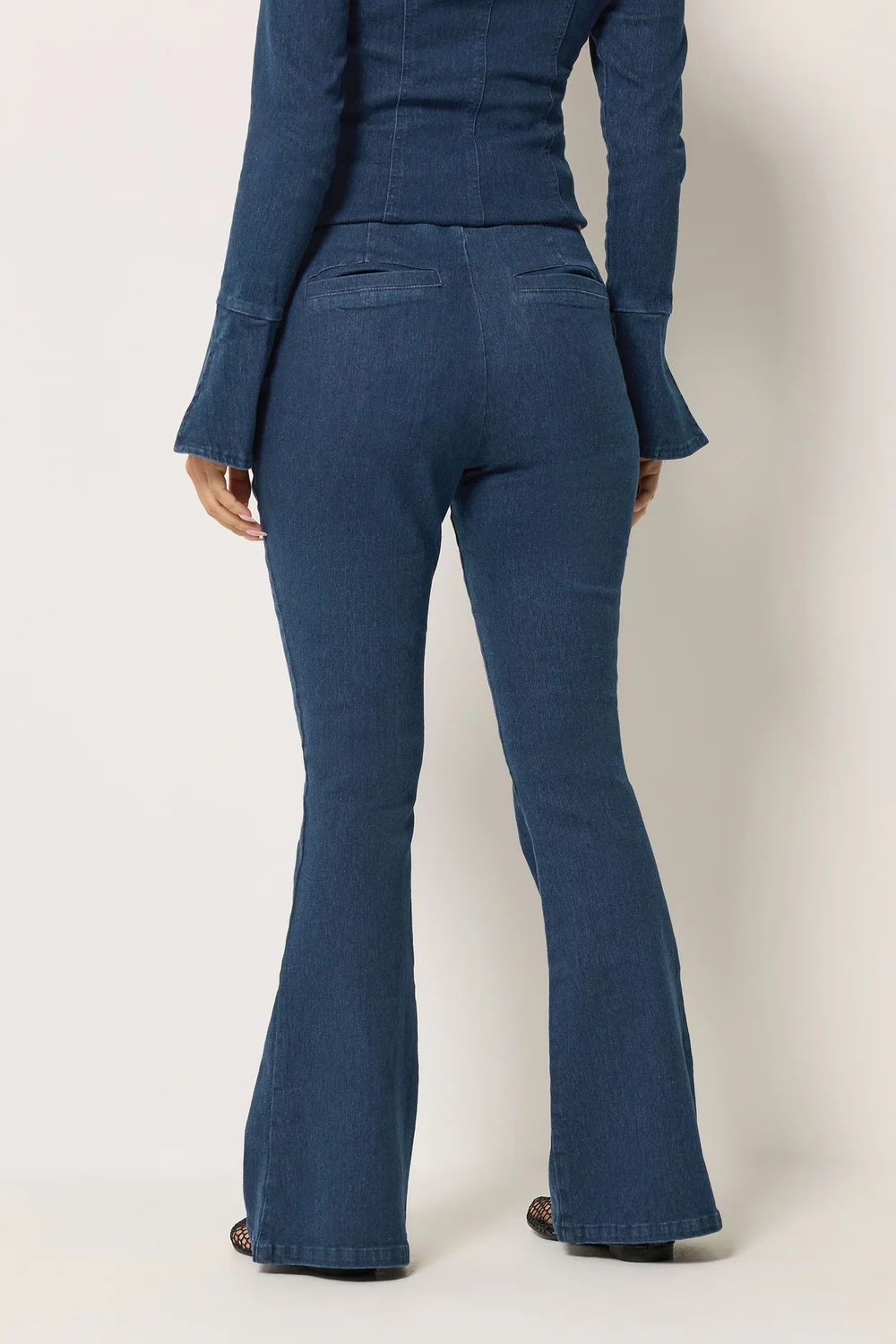 PixieGirl Petite Indigo Blue Zip Front Kick Flare Jeans - 18/l27 Image 3