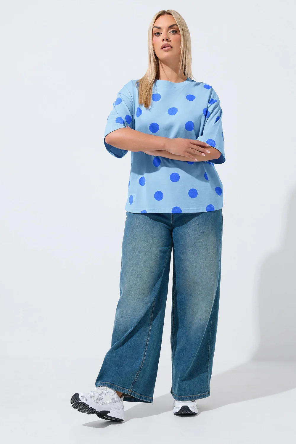 Yours Limited Curve Blue Polka Dot T-Shirt - 12 Image 2