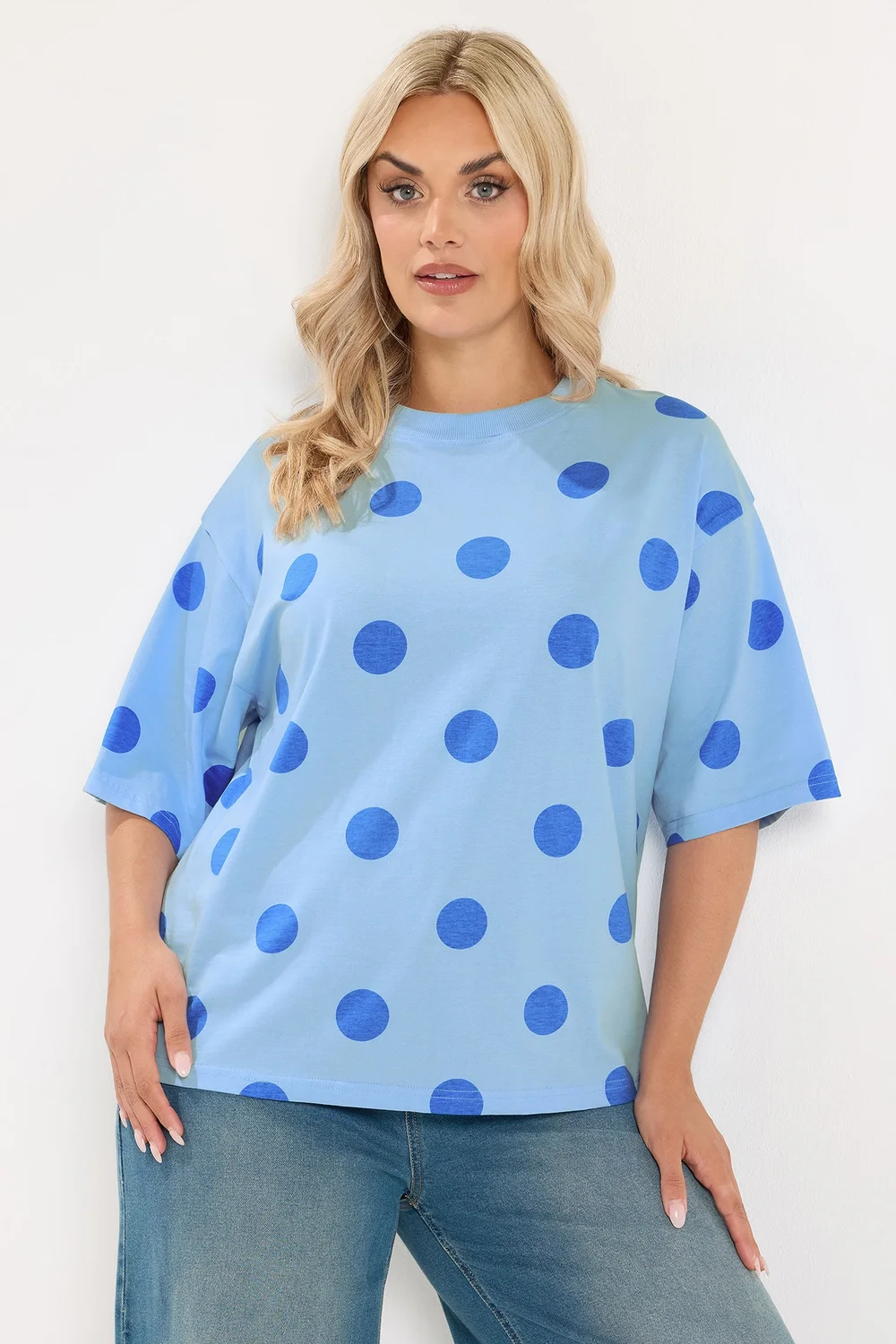Yours Limited Curve Blue Polka Dot T-Shirt - 12 Image 1