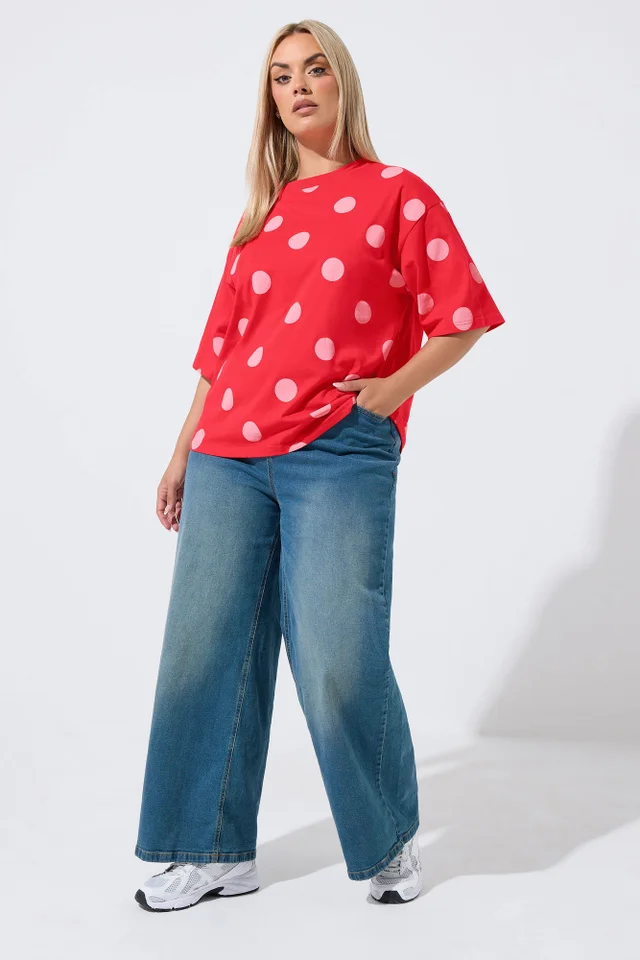 Yours Limited Curve Red Polka Dot T-Shirt