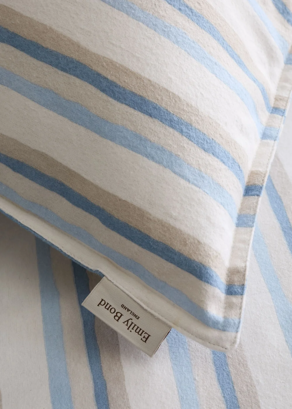 Emily Bond Brushed Somerset Stripe 100% Cotton Reversible Duvet Cover Set Blue - Single Image 4