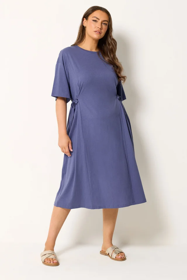 Yours Curve Blue Front Tie Midi Dress