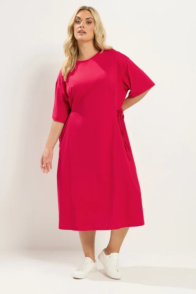 Yours Curve Red Front Tie Midi Dress
