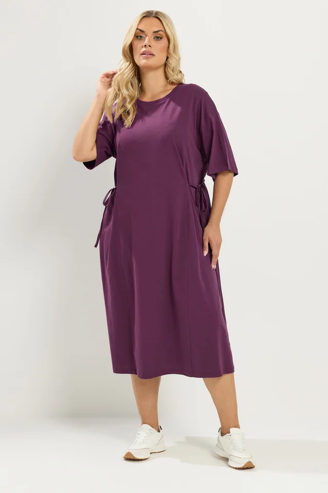 Yours Curve Purple Front Tie Midi Dress