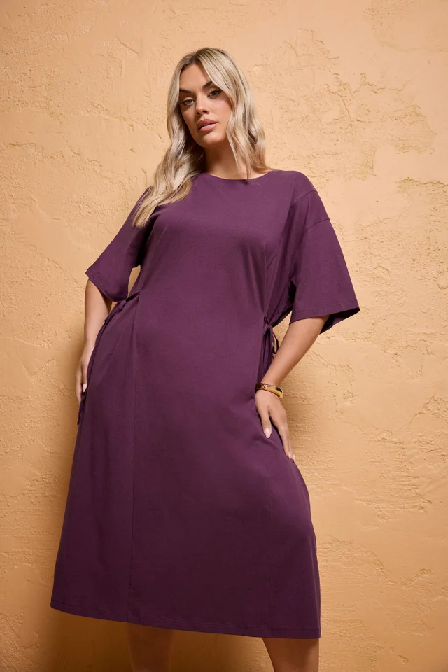 Yours Curve Purple Front Tie Midi Dress
