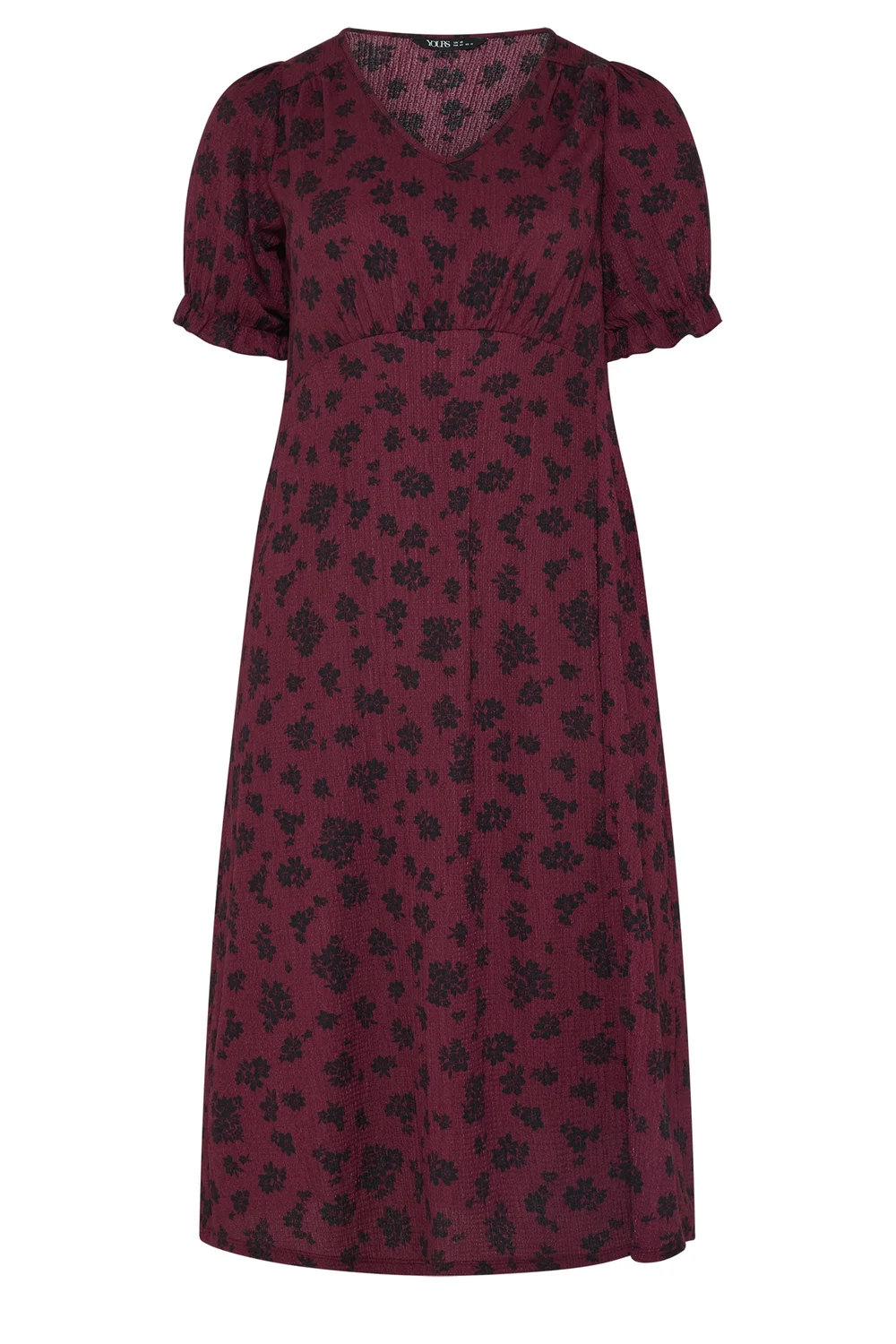 Yours Curve Burgundy Red Floral Tea Dress - 12 Image 5