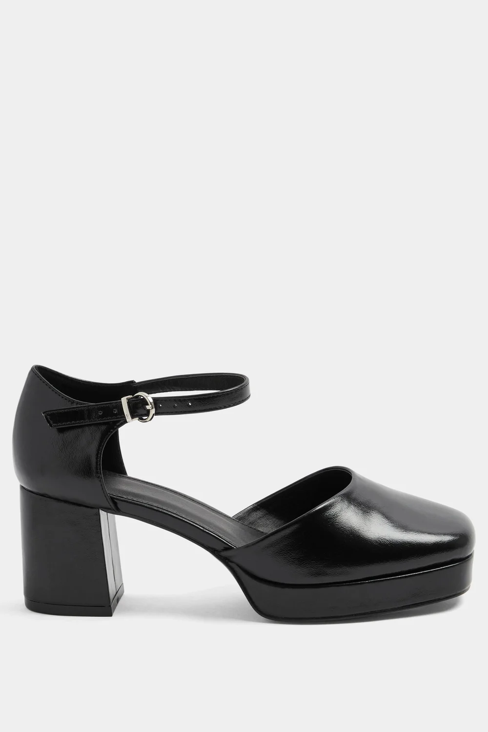 Yours Black Faux Leather Platform Block Heels In Extra Wide EEE Fit - 6 Extra Wide Image 3