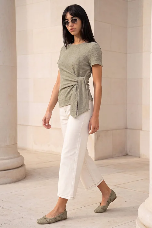Roman Sage Petite Textured Side Tie Stretch Top - 18 Image 2