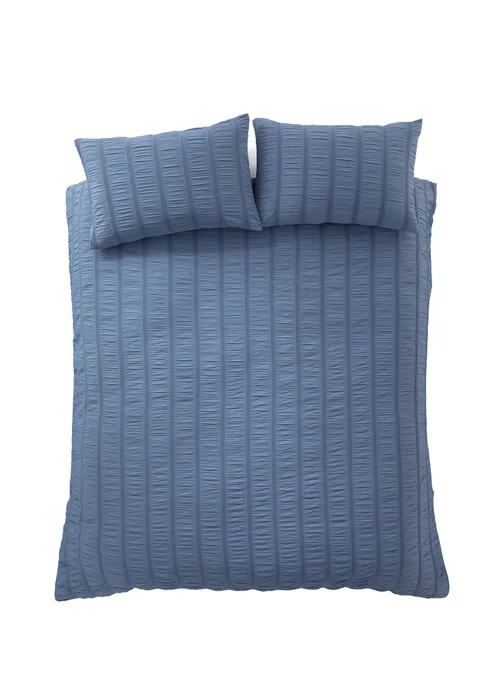 Pineapple Elephant Waffle Seersucker Duvet Cover Set Blue - Single Image 5