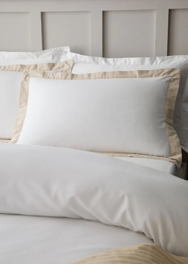 Bianca Fine Linens Brushed Tailored Cotton Duvet Cover Set White / Natural