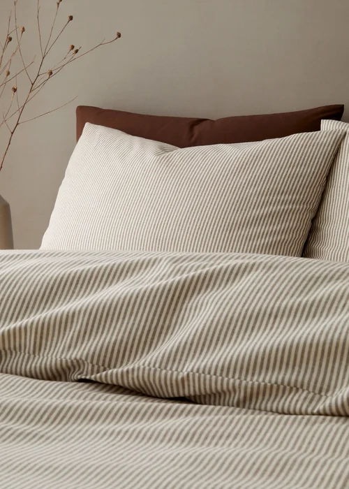 Pineapple Elephant Cotton Rich Narrow Woven Stripe Duvet Cover Set Mole - Single Image 2