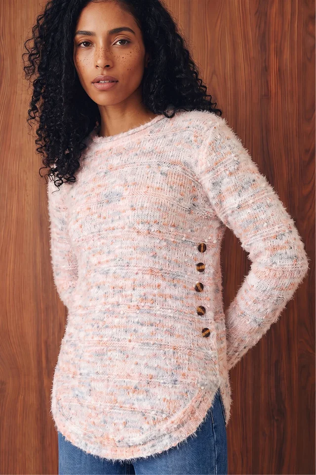 Roman Coral Nep Curved Hem Jumper
