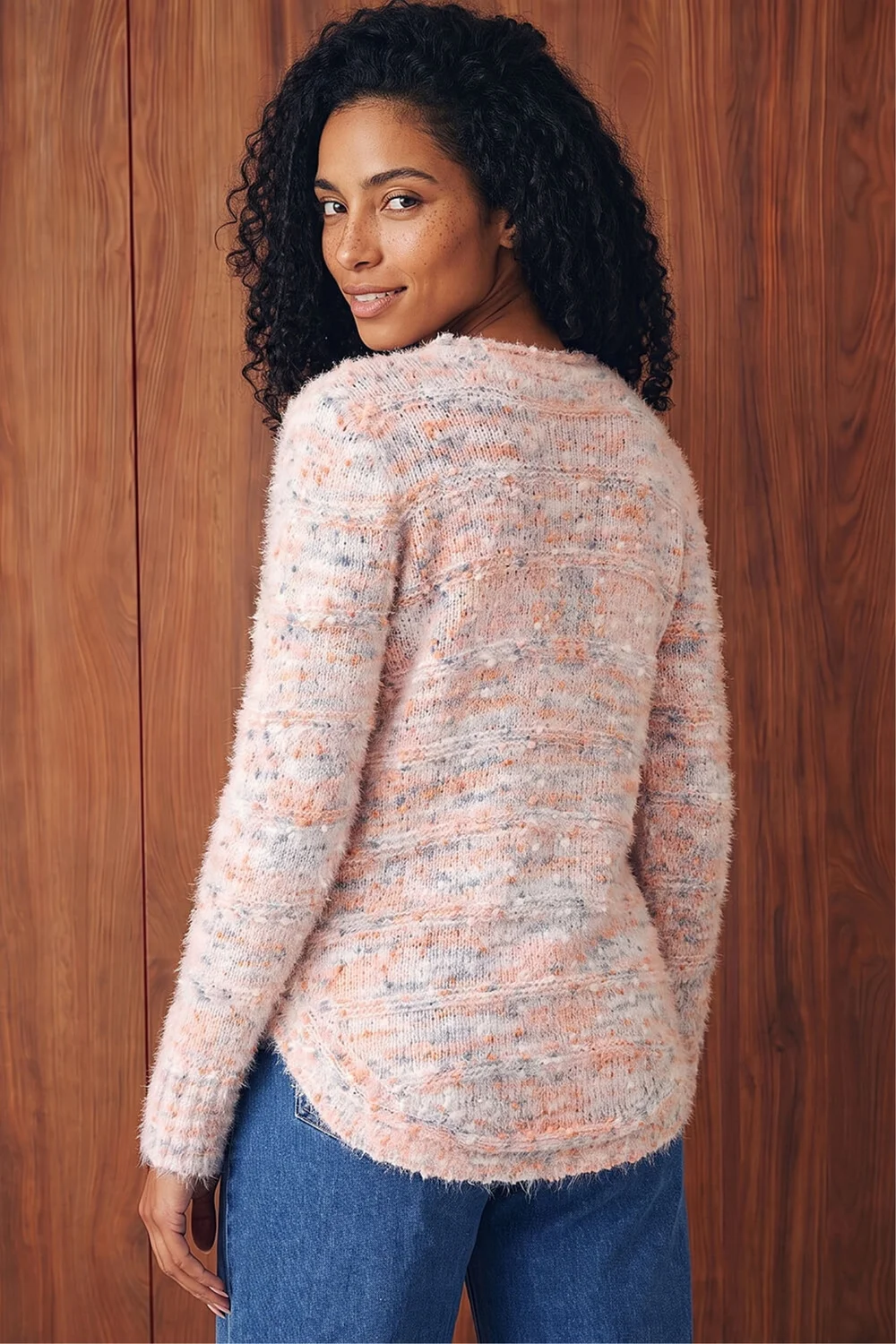 Roman Coral Nep Curved Hem Jumper - 10 Image 3