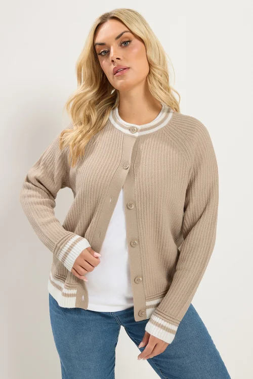 Yours Curve Brown Crew Neck Knitted Cardigan - 22-24 Image 4