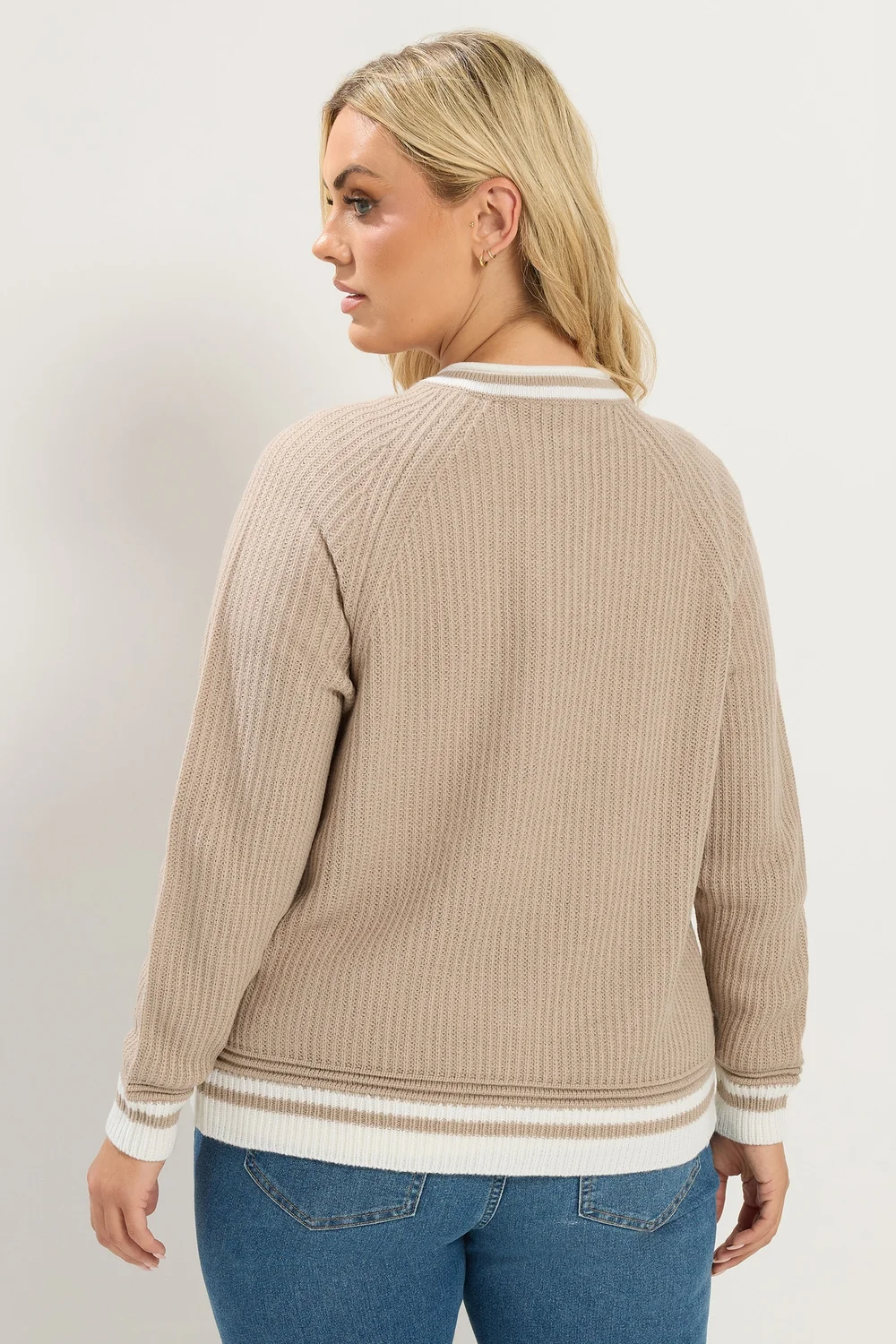 Yours Curve Brown Crew Neck Knitted Cardigan - 22-24 Image 5