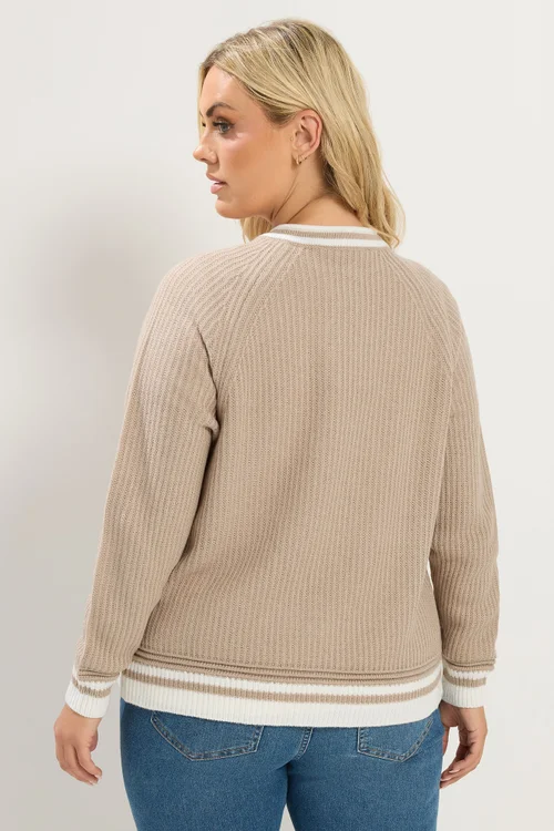 Yours Curve Brown Crew Neck Knitted Cardigan - 22-24 Image 5