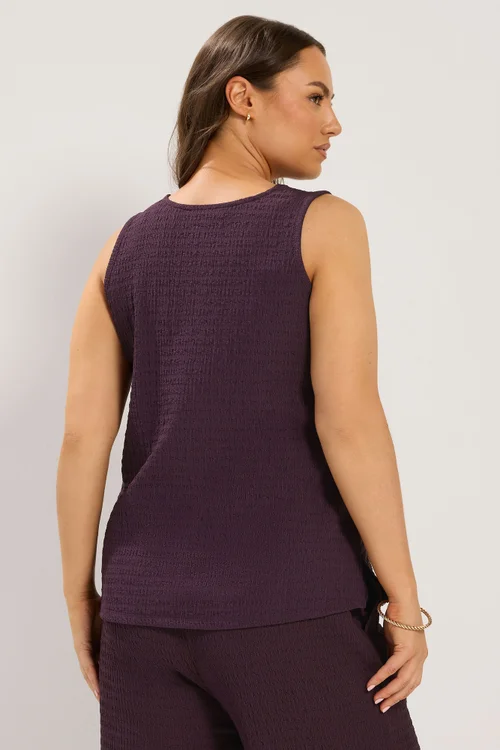 Yours Curve Purple Textured Waistcoat - 22-24 Image 4