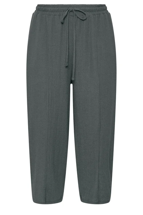 Yours Curve Grey Crinkle Barrel Trousers - 14 Image 5