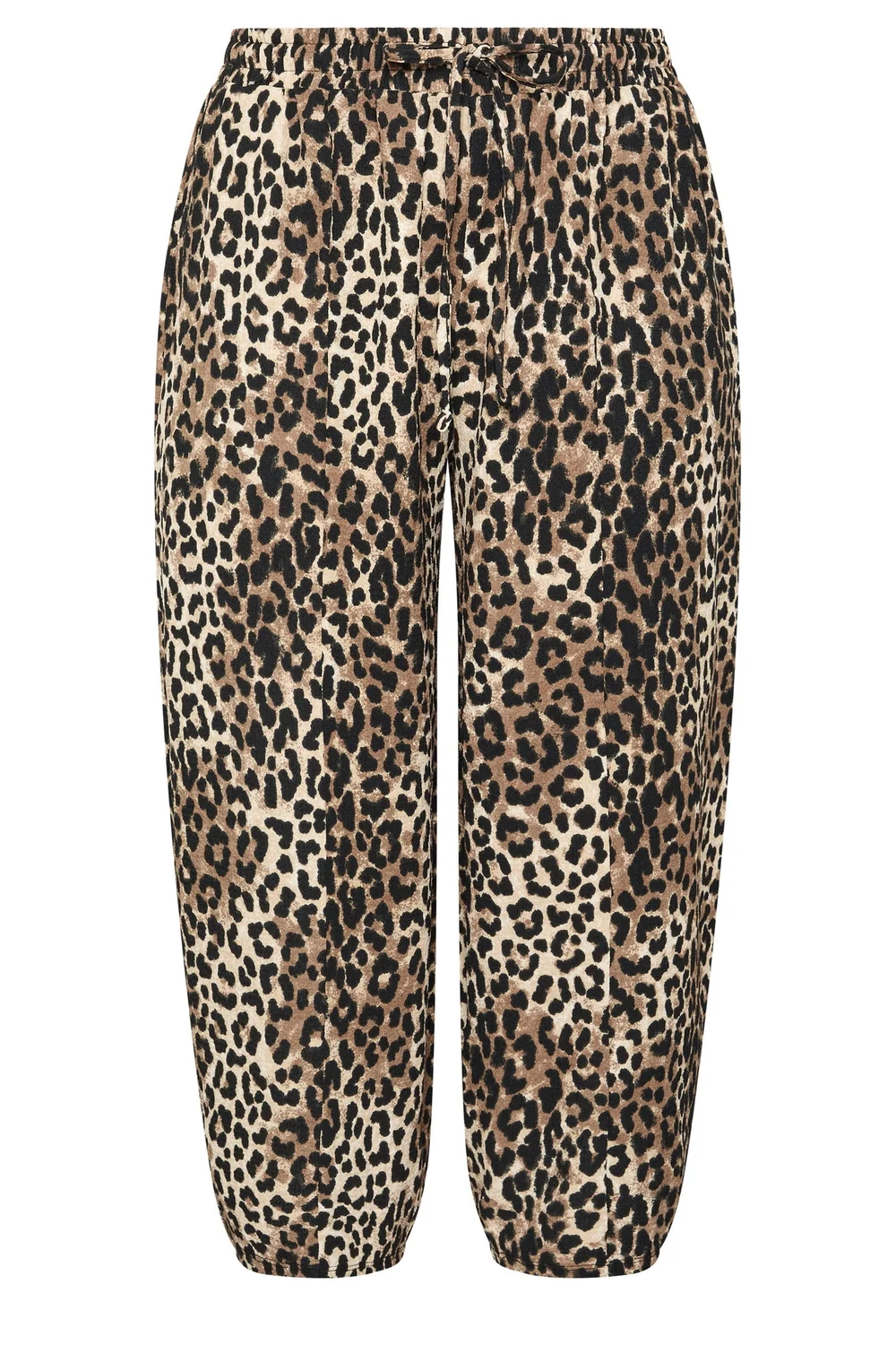 Yours Curve Black Leopard Print Crinkle Barrel Trousers - 26-28 Image 5