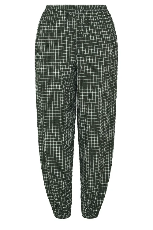 Yours Curve Black Check Balloon Trousers - 26-28 Image 5