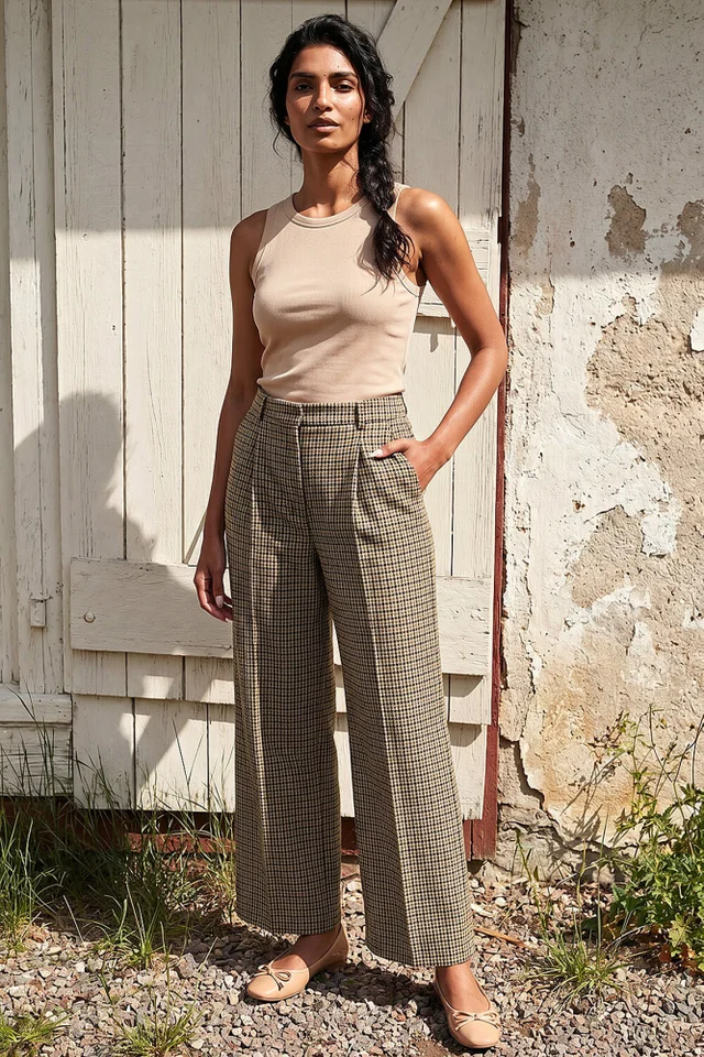 Roman Brown Tweed Wide Leg Trouser