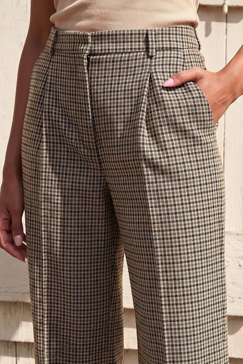 Roman Brown Tweed Wide Leg Trouser - 10 Image 4