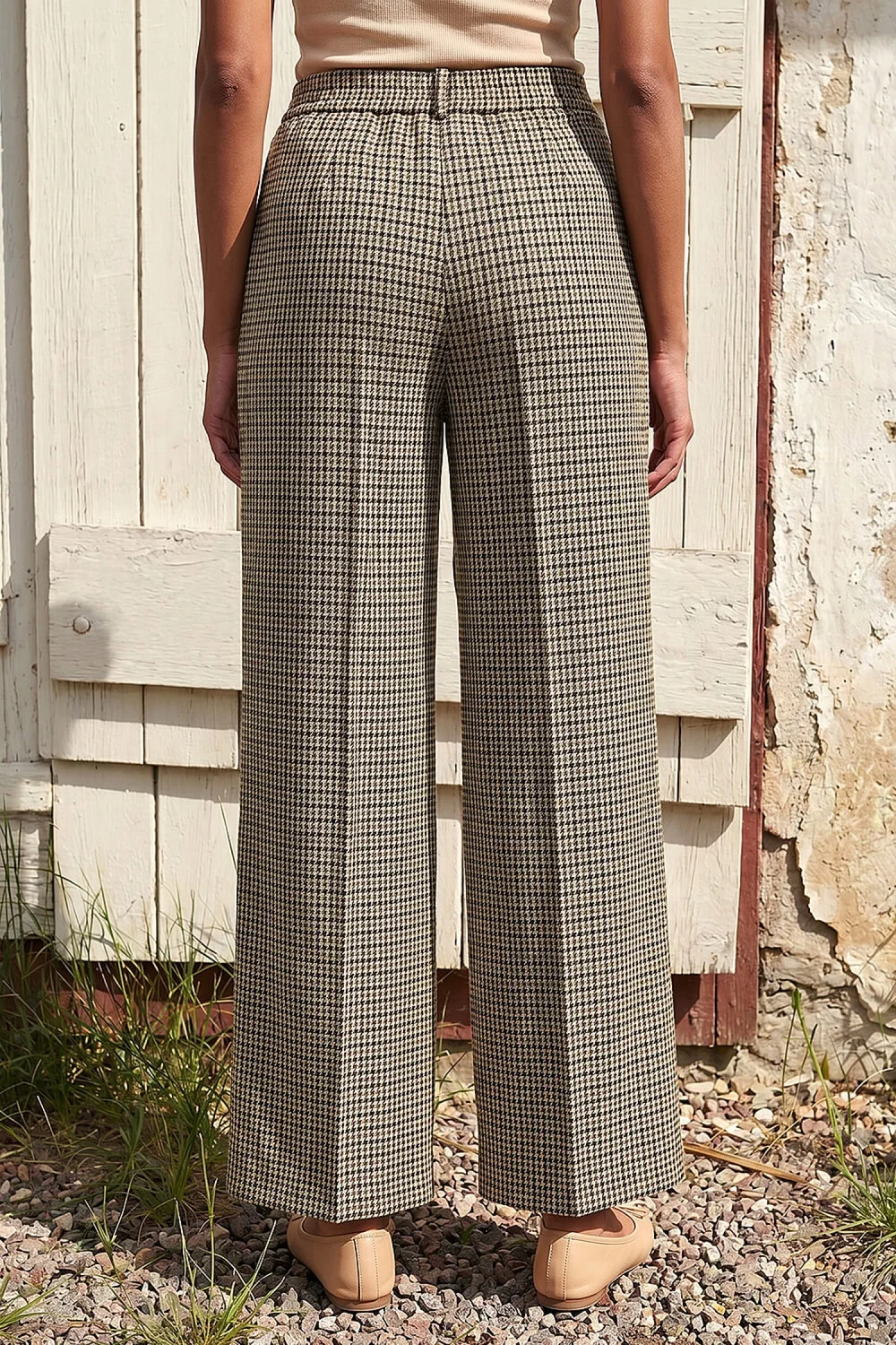 Roman Brown Tweed Wide Leg Trouser - 10 Image 3