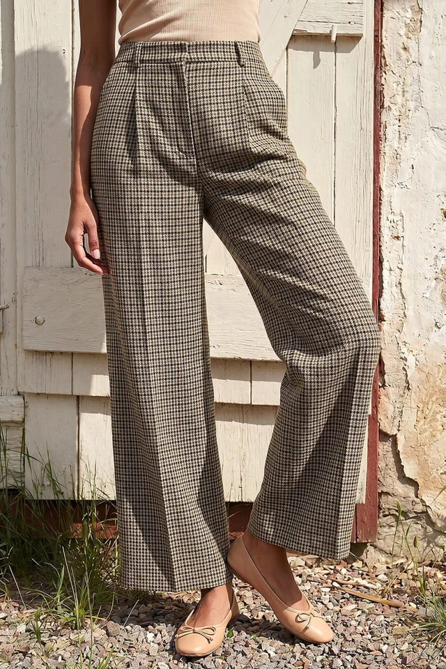 Roman Brown Tweed Wide Leg Trouser