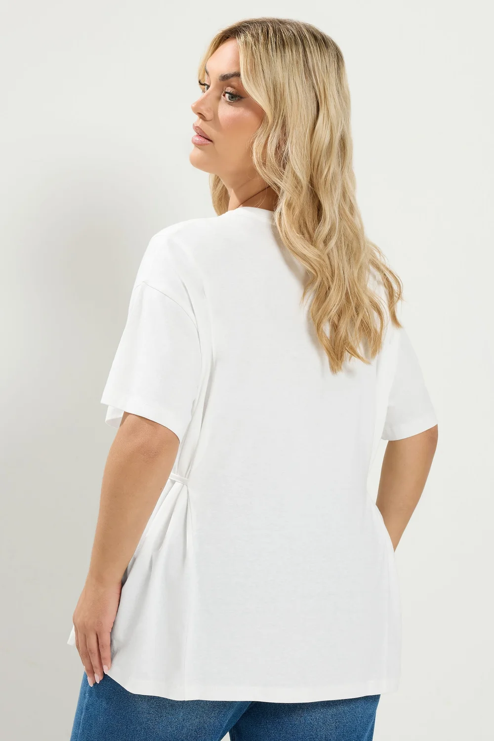 Yours Curve White Tie Front T-Shirt - 38-40 Image 3