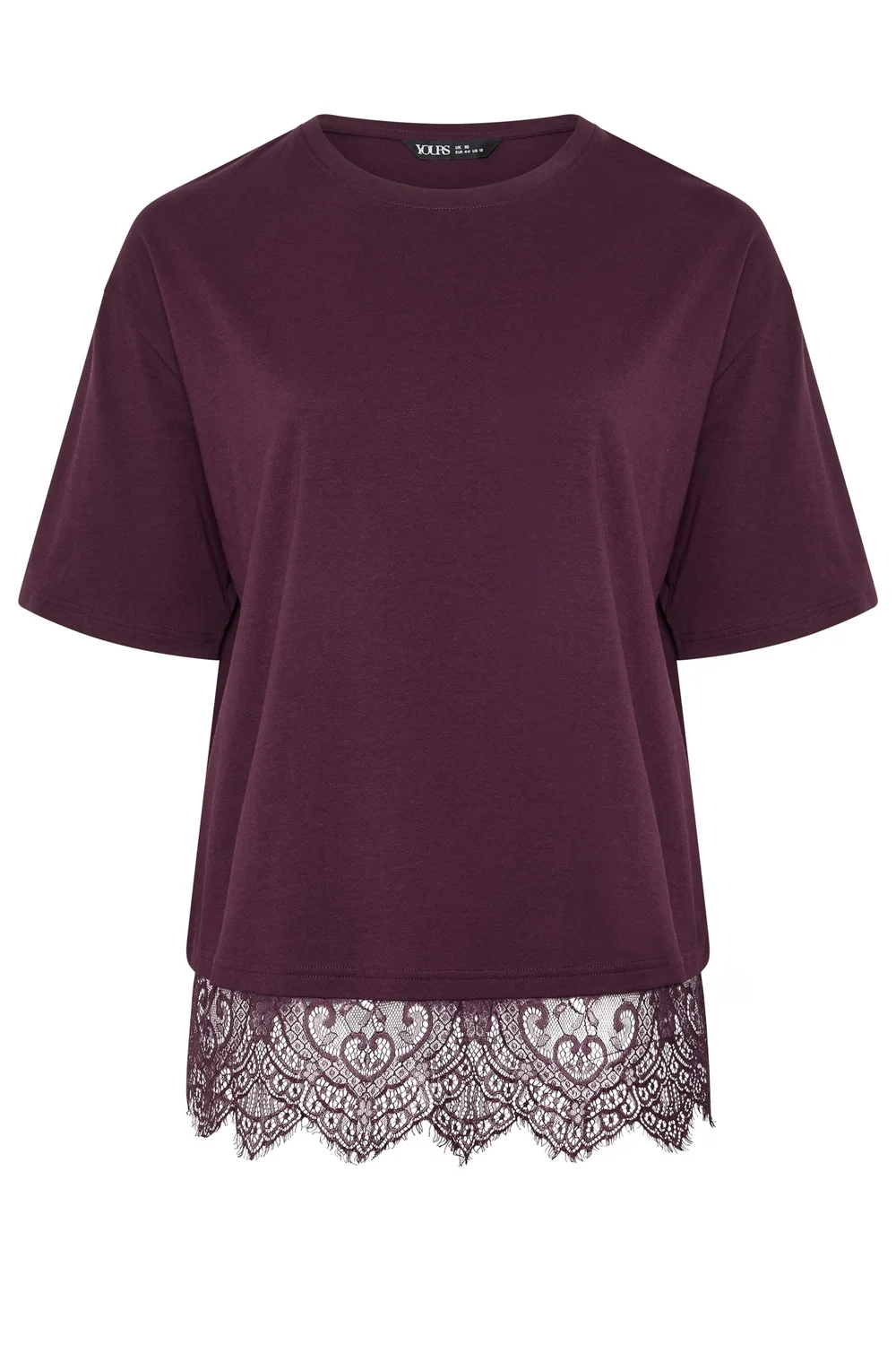 Yours Curve Purple Lace Hem T-Shirt - 26-28 Image 5