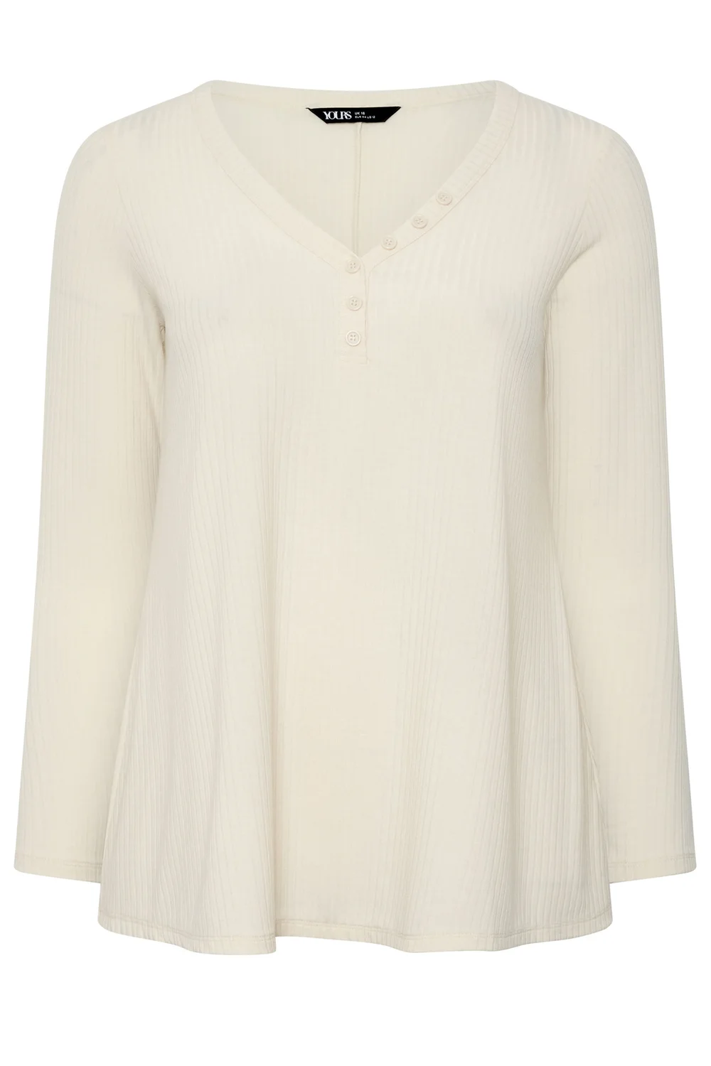 Yours Curve Cream Henley Swing Top - 22-24 Image 5