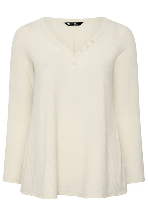 Yours Curve Cream Henley Swing Top - 22-24 Image 5