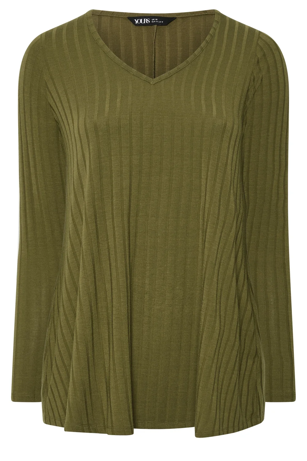 Yours Curve Khaki Green Plunge Neck T-Shirt - 22-24 Image 5