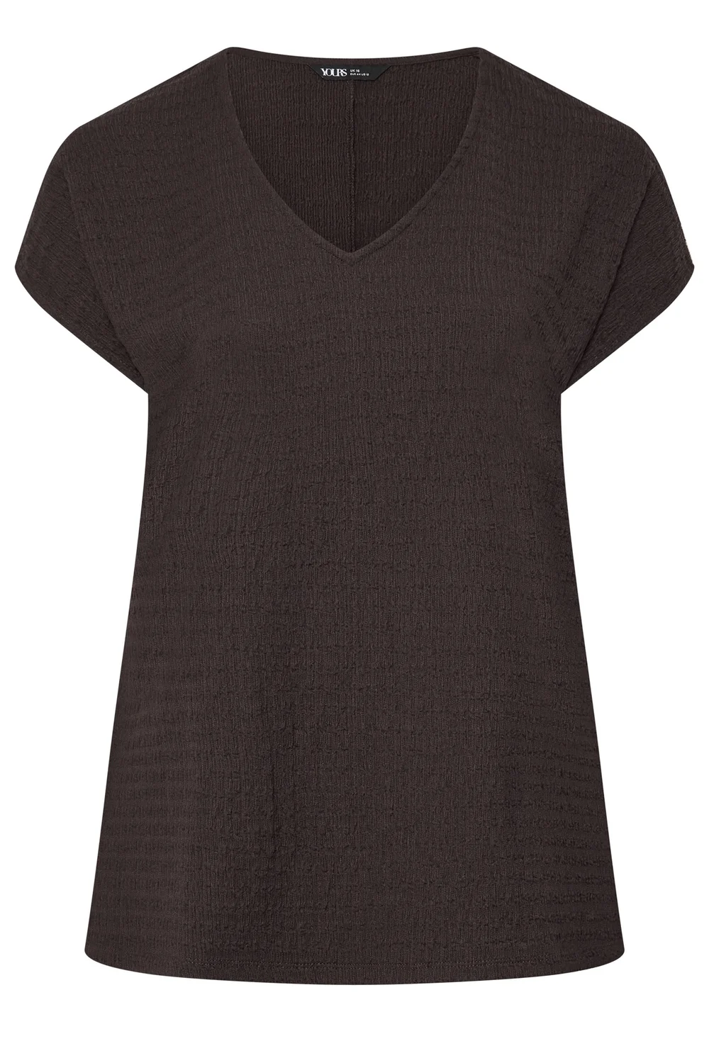 Yours Curve Chocolate Brown Textured T-Shirt - 20 Image 5