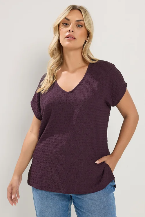 Yours Curve Purple Textured T-Shirt - 18 Image 1