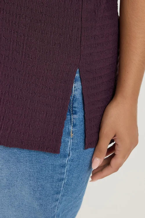 Yours Curve Purple Textured T-Shirt - 18 Image 5