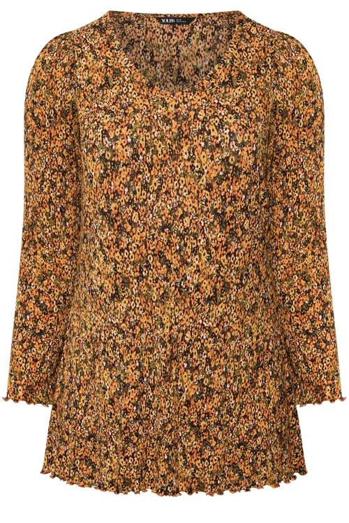 Yours Curve Orange Floral Tunic Top - 34-36 Image 5